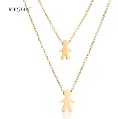 Double-deck Custom Children Name Necklace Personalized Stainless Steel Pendant Nameplate Necklaces Family Choker DIY Jewelry