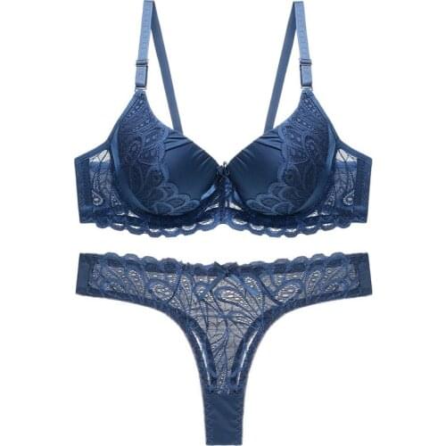 Sexy Plus Size Bra Set Women Lace Transparent Panty Bow Underwear Adjusted Cotton Push Up Bras Femme Large Size Lingerie Sets