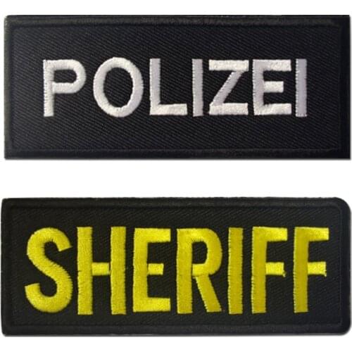 Polizei Sheriff Embroidered Velcro Patch Yellow White Black Tactical Military Badge Armband Vest Backpack Stickers Accessories