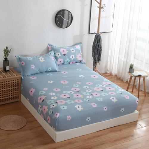 1Pc Pure Cotton Fitted Sheet Single/King Size Bed Sheet Cubrecama Simple Style Flower Pattern Bed Cover For Girl (No Pillowcase)
