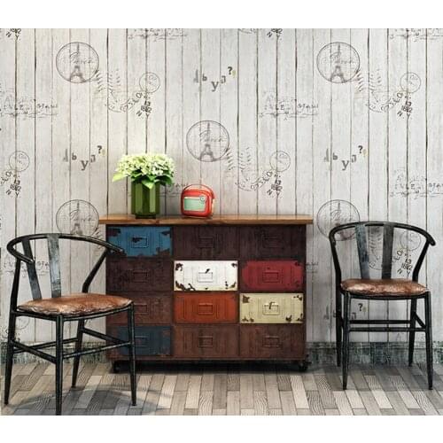 Q QIHANG American Retro Nostalgic British Style Wood Grain Living Room Bedroom PVC Wallpaper Roll 0.53m*10m=5.3m2