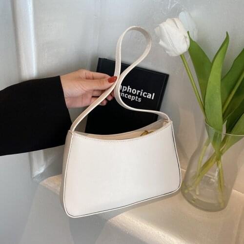 Luxury Design Solid Color Simple PU Leather Shoulder Bag For Women Fashion Purse And Handbags Female High Quality Small Tote Bag