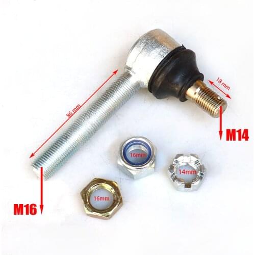 Hand Thread M16*M14 Bolt Tie Rod End Ball Joint for 150cc 250cc Quad Dirt Bike ATV Go Kart Dune Buggy