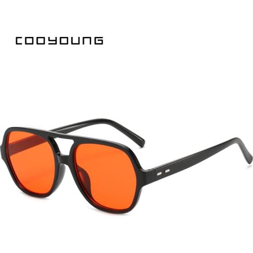 COOYOUNG Double Bridge Men Sunglasses Classic Square Vintage Sunglass Goggles Lady Outdoor Beach Sun Glasses UV400