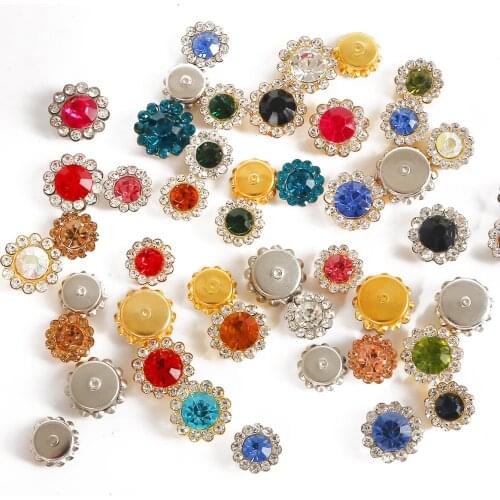 9.4/11.8mm Multicolor Flower Rhinestones Crystal Glass Stones Glue On Flatback Stones For DIY Manicure Nail Art Decorations