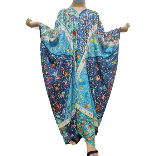 Traditional Eid Mubarak Abaya Dubai Muslim Kaftan Ramadan Bohemian V-Neck Maxi Dresses Japanese Floral Summer BouBou Clothes