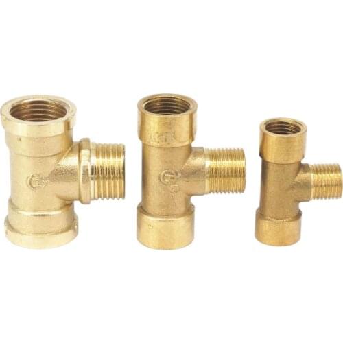 1/8" 1/4" 3/8" 1/2" BSP Female-Male-Female Tee 3 Way Brass Splitter Pipe Fitting Water Gas Oil