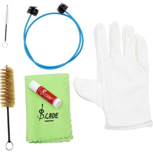 6 in 1 Trumpet Trombone Horn Tuba Maintenance Cleaning Care Tool Kit Brass Instrument Accessory