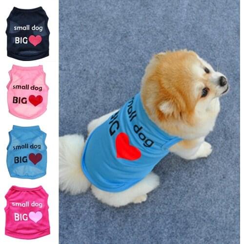 Spring Pet Dog Clothes T Shirt Pet Clothes Puppy Vest Cute Sleeveless Top Clothing For Small Dog Big Love Heart Dog Coat Vest