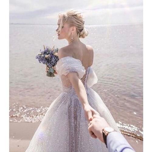 Vintage Vestidos De Novias Sweetheart Beaded Crystals Short Sleeve Ball Gown Lace Wedding Dresses 2019