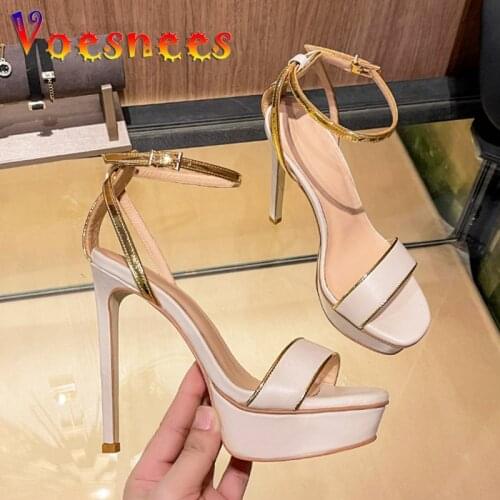 2021 Summer Temperament Nude Color Phnom Penh Model Catwalk Show Women Shoes High Quality Dermis One Word Band Platform Sandals