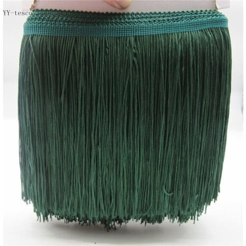 10 Meter 20CM Long Polyester Lace Tassel Fringe Dark green Lace Fringe Trim Ribbon Sew Latin Dress Stage Garment DIY Accessories