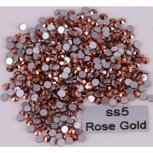 1440pcs/Lot, High Quality ss5 (1.7-1.9mm) Rose Gold Glue On Flat Back Crystals / Non Hotfix Rhinestones