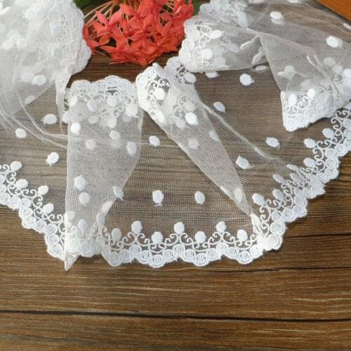 2yards/lot12cm White mesh Embroidery lace Ribbon Dress lace Needlework sewing lace fabric Sewing accessories lace trims