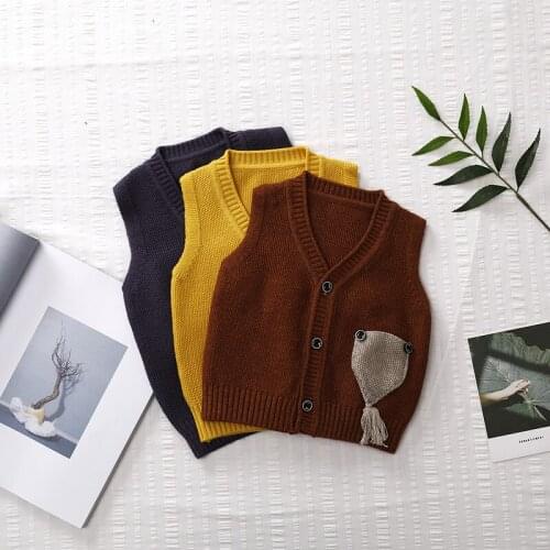 2018 Autumn Winter Newborns Vest Infant Toddler Knitting Vest Kids Sleeveless Sweaters Boys Girls Outwear Toddler Cartoon Vests