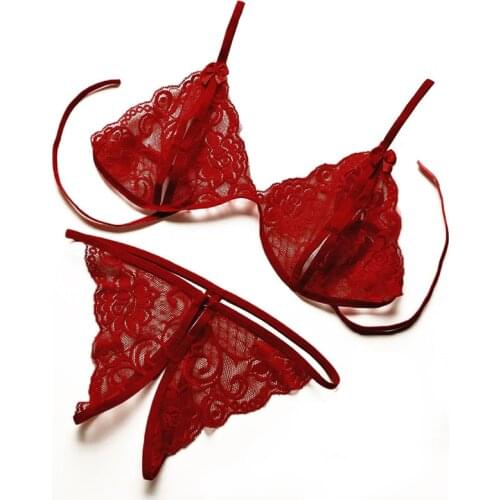 2020 Plus Size Women Sexy Lingerie Transparent Porn Babydoll Lace Crotchless Underwear Set Hot Erotic Bra G-string Sexy Costumes
