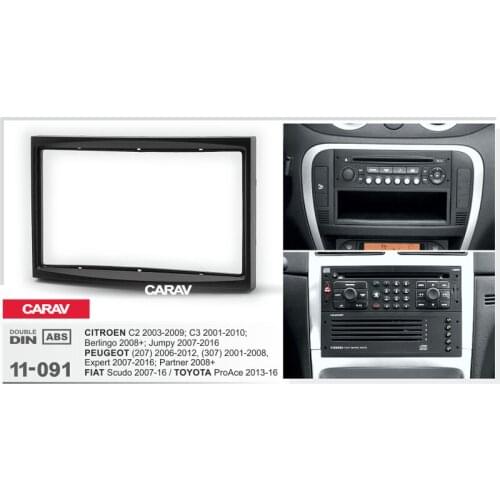 2Din Radio Fascia for PEUGEOT 207 307 Expert CITROEN C2 C3 Berlingo Jumpy FIAT Scudo DVD Stereo Panel Dash Mount CARAV 11-091