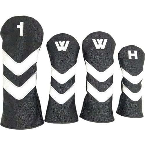 4pcs PU Golf Head Cover With Plush Lining Fairway Wood Dirver Cover Protectors