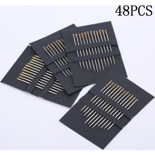48pcs Assorted Hand Sewing Needles Safely Self Threading Thread Sewing Needles Household Cross Stitch Needles Embroidery Tool