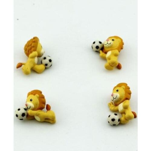 50pcs/lot cheap mini animal toys,lovely lions 3.1cm toy dolls lions play football, kids toys, capsule dolls,home decoration