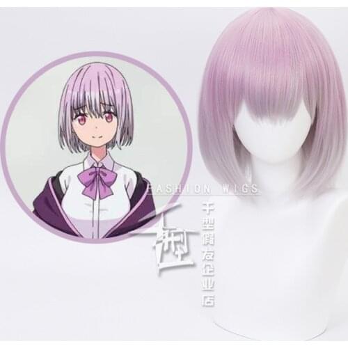Anime SSSS.GRIDMAN Shinjo Akane Cosplay Wigs Women Long Straight Purple Wig Akane Shinjo Halloween Cosplay Hair+Wig Cap