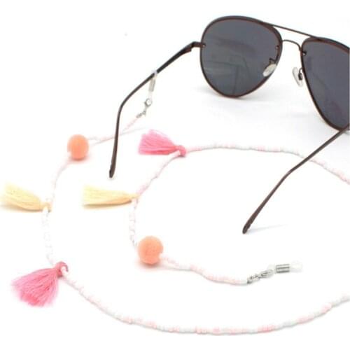 Acrylic Beads String Pompom Tasssl Eyeglasses Chains Glasses Rope Holder Sunglasses Strap Cord Neck Band Accessories