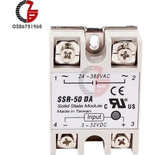 DC-AC Solid State Relay SSR-50DA 50A 3-32V DC to AC 24-380V SSR Relay Switch