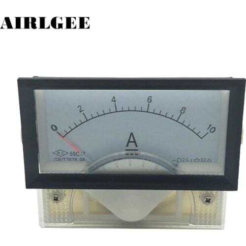 DC0-10A Rectangle Panel Meter Analog Ammeter 69C17