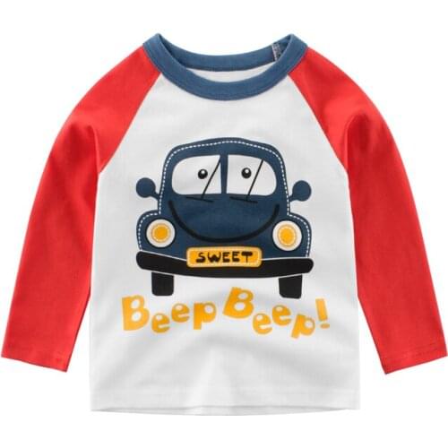 Kids T shirt Boys Girls Long Sleeve Car Tops Children Autumn Solid Cotton Sweatshirt 2 3 4 5 6 7 8 Years Baby Boy Girl T shirts