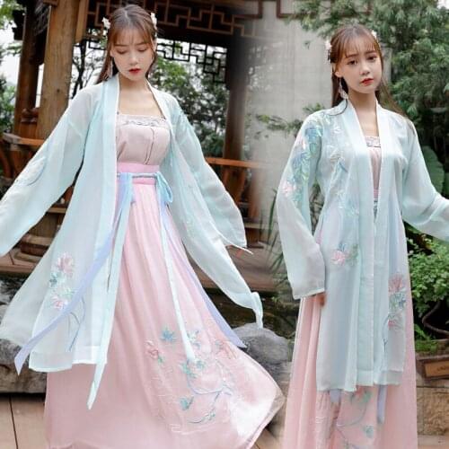 Song dynasty lotus embroidery long BeiZi condole Ru fairy dance skirt skirt traditional hanfu female daily performance