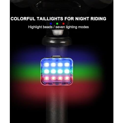 MTB Bicycle Light Folding Taillight USB Rechargeable Bike Colorful Rear Lights Waterproof Cycling Safety Warning Lamp Flashlight