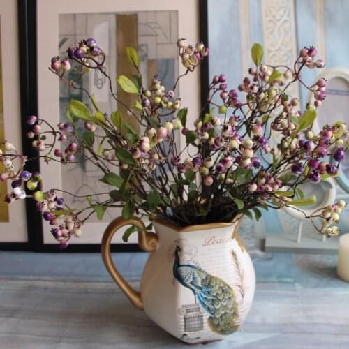 45cm DIY Fake Fruit Berries Artificial Pomegranate Cherry Bouquet For Christmas Home Decoration Black/Red/Purple Color 1Pcs/lot