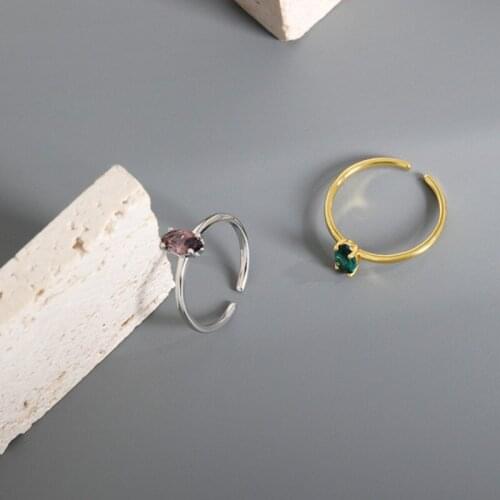 925 Sterling Silver Minimalist Rings Gift For Women Personalized Emerald Gold Adjustable Mujer Fine Party 2021 Trend Jewellery