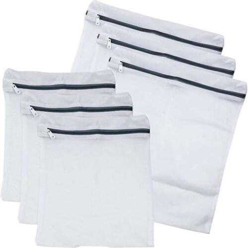 Set Of 6 Mesh Laundry Bags With Zip Lock-3 Large & 3 Medium For Laundry,Blouse, Hosiery, Stocking, Underwear, Bra And Lingerie