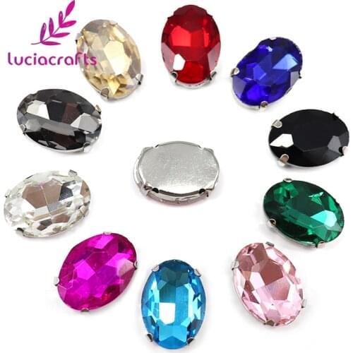 Lucia crafts 10pcs/20pcs 13*18mm Multicolors Oval Drill Sew-on Claw Glass Rhinestones DIY Garment Wedding Accessories G0810
