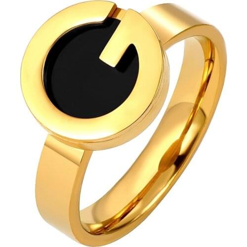 Fashion Woman Letter G Pattern Ring Black White Red Color Resin Natural Shell Rings For Women Men Jewelry Gift