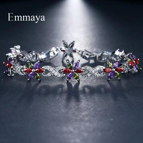 Emmaya Trendy Women Clear Cubic Zircon Bracelet Bangles Classic Style Extensional Bracelet White Gold Wholesale Jewelry Gift