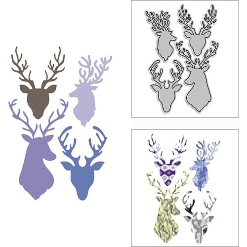 New 2021 Artistic Reindeer Deer Head Metal Cutting Dies for DIY Scrapbooking and Card Making Decorative Embossing Craft No Stamp