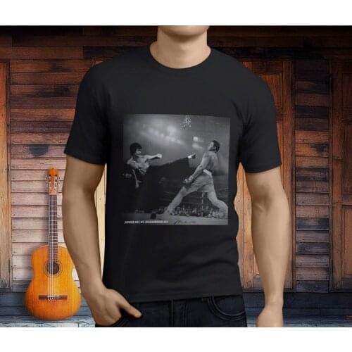 2019 New Summer Men Hot Sale Fashion New Bruce Lee VS Ali The Boxer Legend Vintage Mens Black T-Shirt Size S-3XL