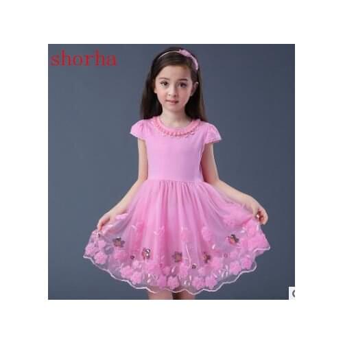 Girl Dress Princess Lace Dress Kids Christening Events Party Wear Dresses For Girls Children Baby pink Clothes