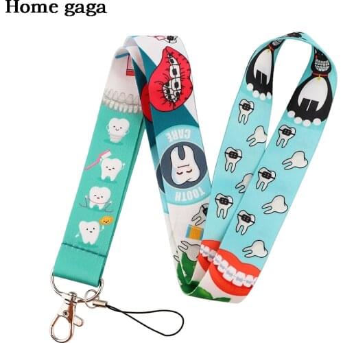 DB513 TOOTH CARE Lanyard Buttons Phone Holder Cool Neck Strap With Keyring ID Card DIY Dentist Straps Hanging Ropes