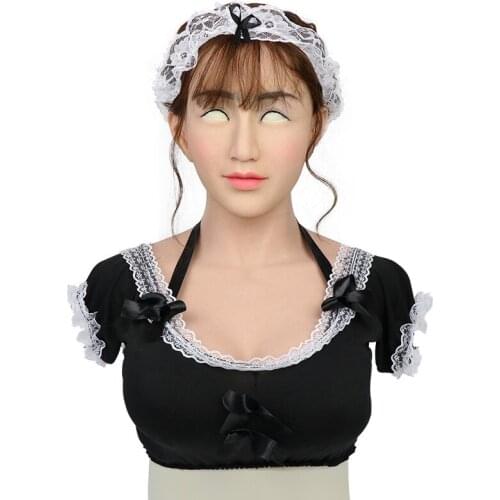 Silicone Female Mask Realistic Skin for Male Crossdresser Latex Transgender Fake Face Forms Cosplay Fetish Pechos Face Shield