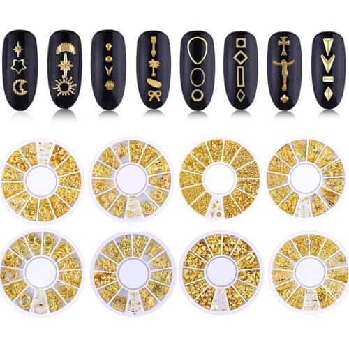 Mixed Gold Rivet Small Irregular 3D DIY Hollow Metal Frame Nail Art Decorations Epoxy Mold Filling For DIY Jewelry