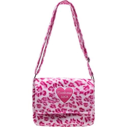 NEW Fashion Leopard Print Crossbody Bag Women Plush Soft Casual Shoulder Messenger Bag 2020 Fluffy Female Leopard Handbag