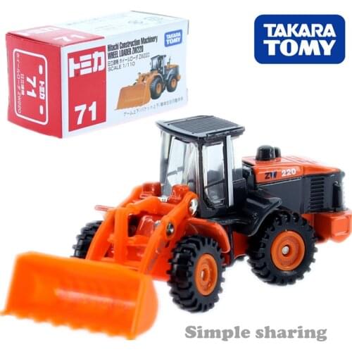 Takara Tomy Tomica 1/110 No.71 Hitachi Construction Machinery Wheel Loader Zw220 Model Diecast Miniature Car Mould Baby Toys