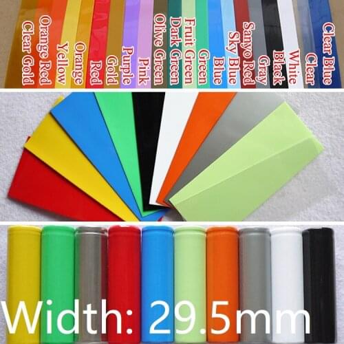 25pcs Width 29.5mm Precut 18650 Lipo Battery Wrap PVC Heat Shrink Tube Insulated Case Sleeve Protector Cover Flat Pack Colorful