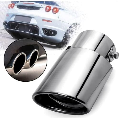 Universal 63mm Car Exhaust Pipe Modified Stainless Steel Round Tail Tubes Muffler System Chrome For 1.8-2.2T