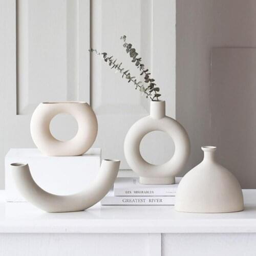 Vase Ornament Corrosion-resistant Flower Arrangement Matte Frosted Texture Porcelain Minimalist Dried Flower Vase Home Decor