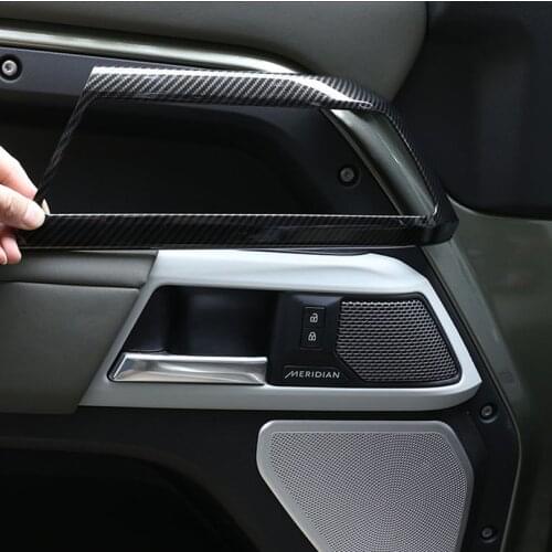 For Land Rover Defender 110 2020 2021 ABS Carbon Fiber Car Inner Door Handle Frame Cover Trim Sticker Interior Accessories