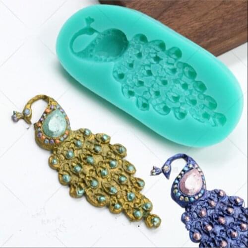 Jewelry Peacock Fondant Dry Pace Damascus Pattern Mold Silicone Mold Cake Decorating Tools Aroma Stone Moulds Silicone Rubber